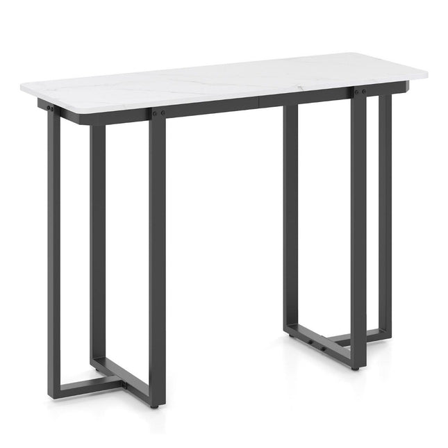 Narrow Console Table, Faux Marble Top, 107x40x79.5 cm, Black