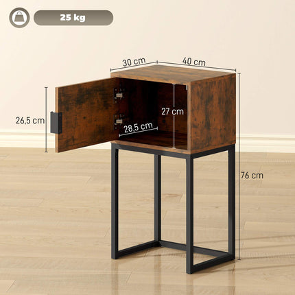 Narrow Console Table, Industrial Design, Rustic Brown, 40x30x76cm