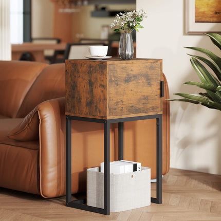 Narrow Console Table, Industrial Design, Rustic Brown, 40x30x76cm