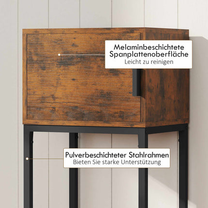 Narrow Console Table, Industrial Design, Rustic Brown, 40x30x76cm