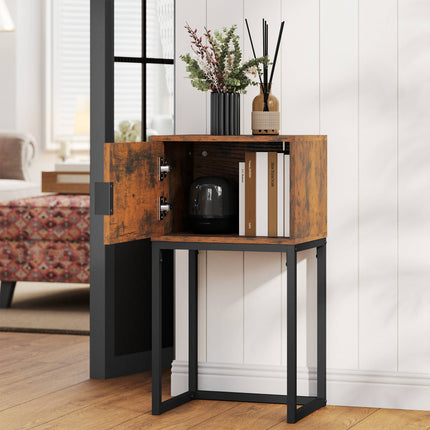 Narrow Console Table, Industrial Design, Rustic Brown, 40x30x76cm