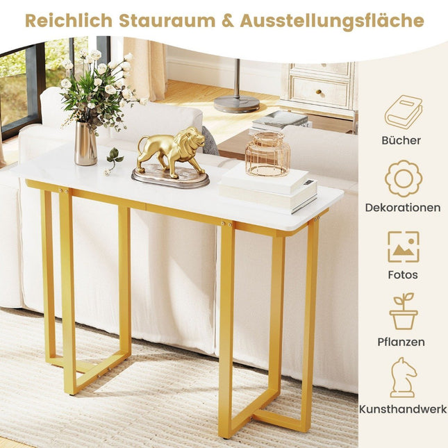 Narrow Console Table with Faux Marble Top, 107 x 40 cm