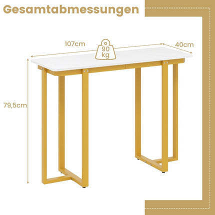Narrow Console Table with Faux Marble Top, 107 x 40 cm