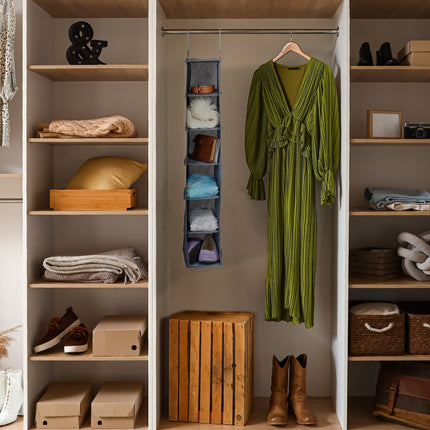 Narrow Hanging Storage Organizer, 6 Compartments Fabric