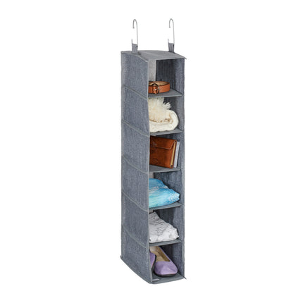 Narrow Hanging Storage Organizer, 6 Compartments Fabric