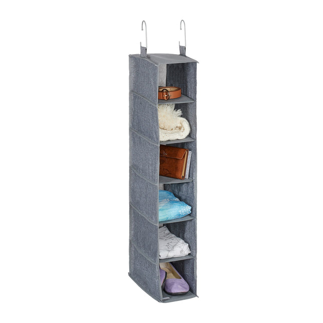 Narrow Hanging Storage Organizer, 6 Compartments Fabric
