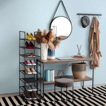 Narrow Shoe Rack with Fabric Shelves, Space-Saving