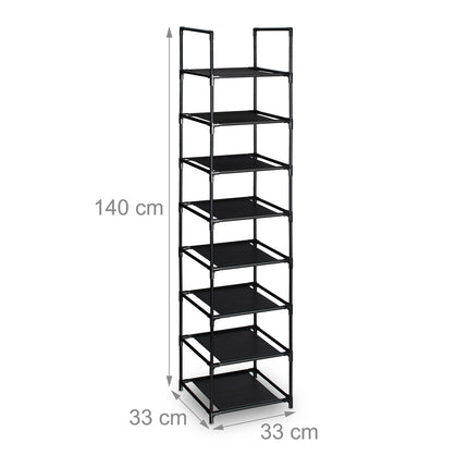 Narrow Shoe Rack with Fabric Shelves, Space-Saving