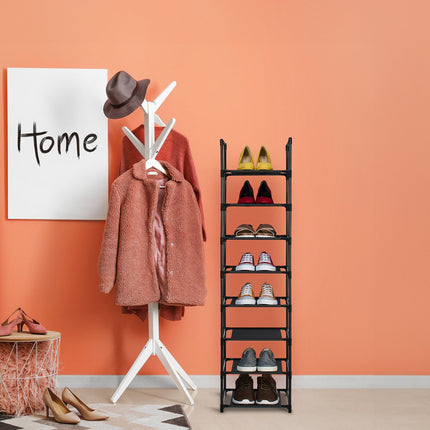 Narrow Shoe Rack with Fabric Shelves, Space-Saving
