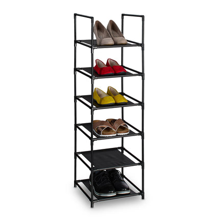 Narrow Shoe Rack with Fabric Shelves, Space-Saving Design