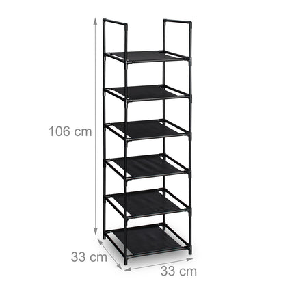 Narrow Shoe Rack with Fabric Shelves, Space-Saving Design