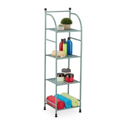 Narrow floor-standing shelf with 4 shelves