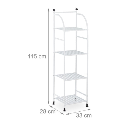 Narrow floor-standing shelf with 4 shelves