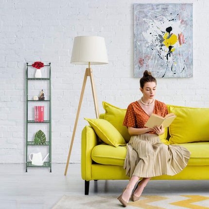 Narrow floor-standing shelf with 5 shelves