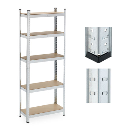 Narrow strong shelves with 5 levels