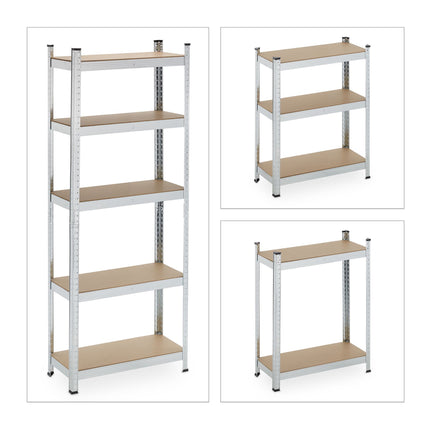 Narrow strong shelves with 5 levels