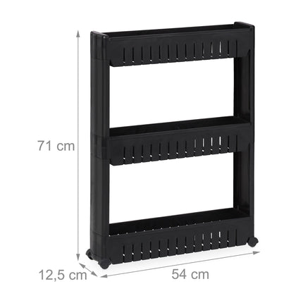 Narrow trolley with 3 shelves