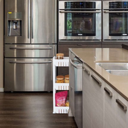 Narrow trolley with 3 shelves