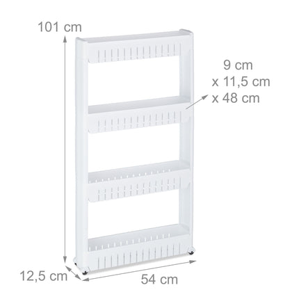 Narrow trolley with 4 shelves