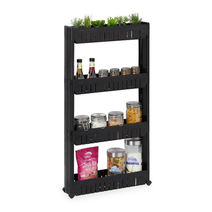 Narrow trolley with 4 shelves