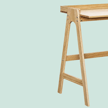 Natural Plywood Computer Desk with Edge, 107 cm Wide