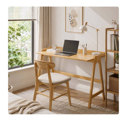 Natural Plywood Computer Desk with Edge, 107 cm Wide