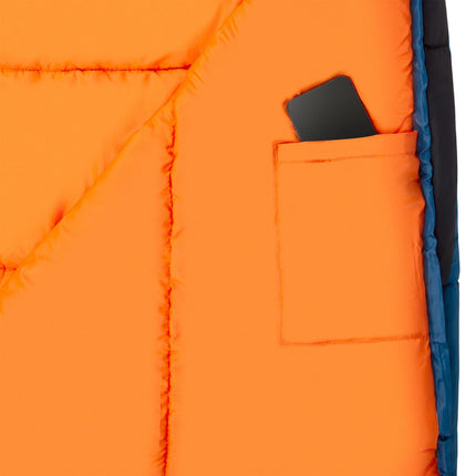 Navy Blue-Orange Sleeping Bag, Lightweight, Compact