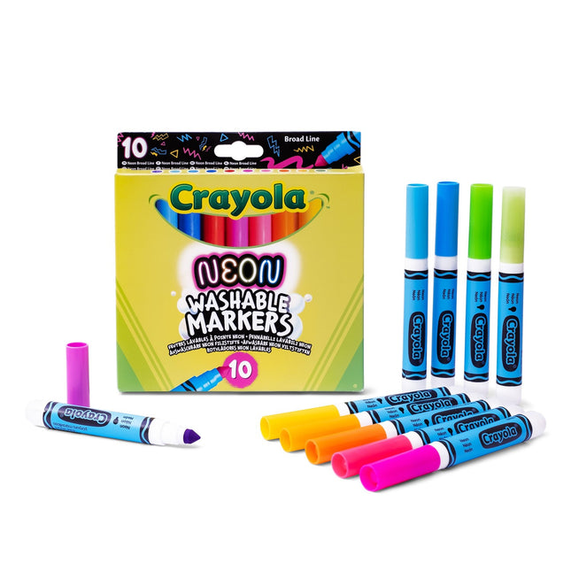 Neon Washable Markers, 10 Count Set for Kids and Adults