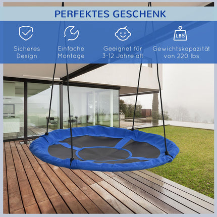 Adjustable Blue Nest Swing, Ø110 cm, 150 kg, 3-12 years
