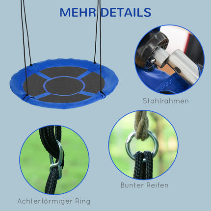 Adjustable Blue Nest Swing, Ø110 cm, 150 kg, 3-12 years