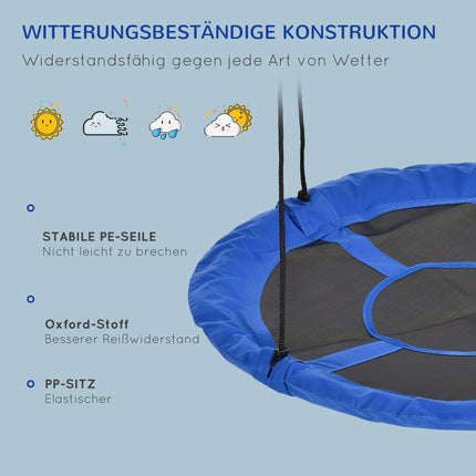 Adjustable Blue Nest Swing, Ø110 cm, 150 kg, 3-12 years