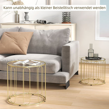 Nested Round Coffee Tables, Metal Frame, Glass Top