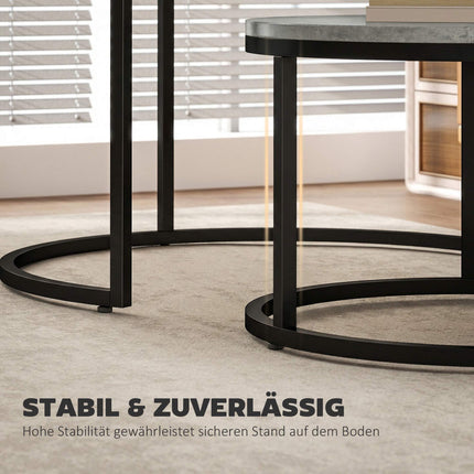 Nesting Coffee Table Set, Cement Look, Metal Frame