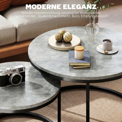 Nesting Coffee Table Set, Cement Look, Metal Frame