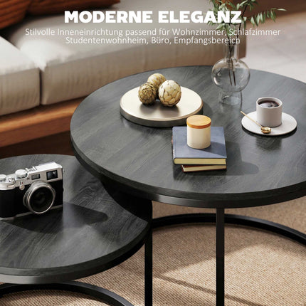 Nesting Coffee Table Set, Metal Frame, Wood Finish
