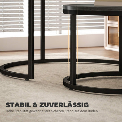 Nesting Coffee Table Set, Metal Frame, Wood Finish