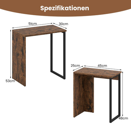 Nesting Coffee Table Set, Rustic Brown, Metal Frame