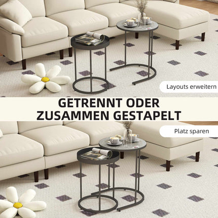 Nesting Coffee Tables Set, Metal Tray Design, Gray