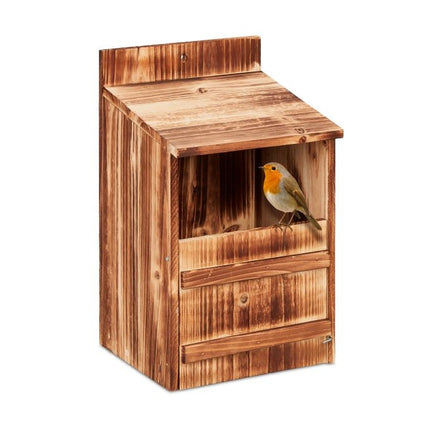 Nesting box for birds that nest in semi-cavities