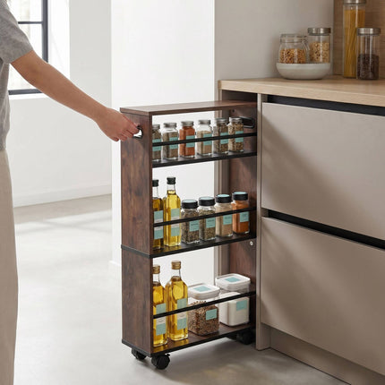 Niche Trolley, 4 Shelves, Black, 80x15x45 cm