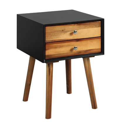 Nightstand Bedside Table, Acacia Wood, 2 Drawers