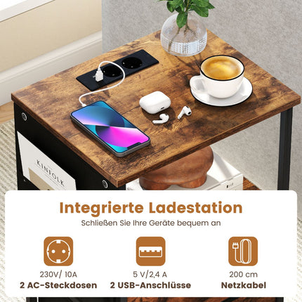 Nightstand Set with Charging Station & LED Lights