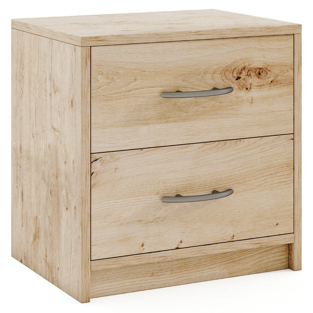 Nightstand with 2 Drawers – Oak Finish, Compact Storage