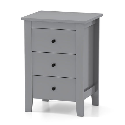 Nightstand with 3 Drawers, Large Storage, Grey