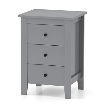 Nightstand with 3 Drawers, Large Storage, Grey