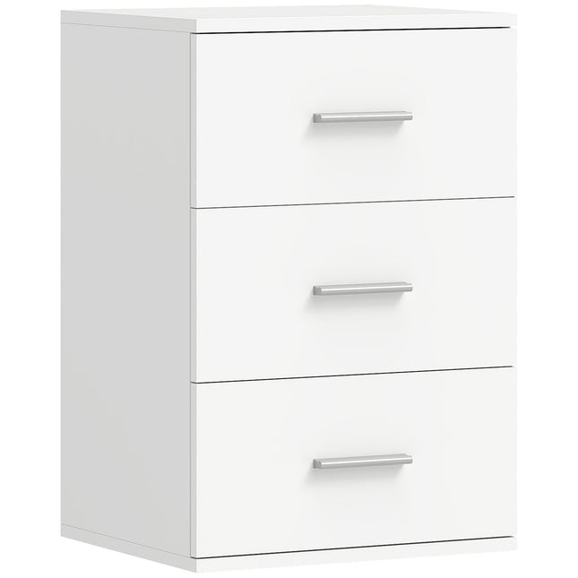 Nightstand with 3 Drawers, MDF, White, 40x35x60 cm