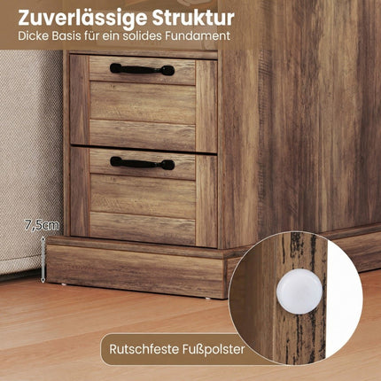 Nightstand with Charging Station, Open Shelf & 2 Drawers