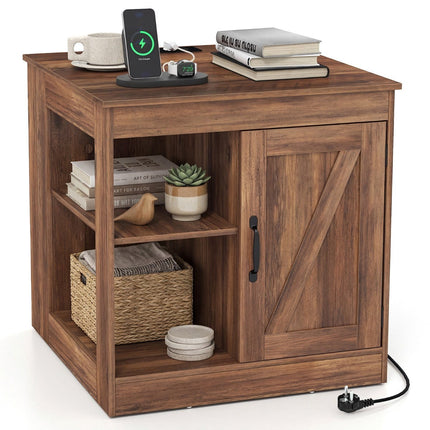 Nightstand with Charging Station and Adjustable Shelf