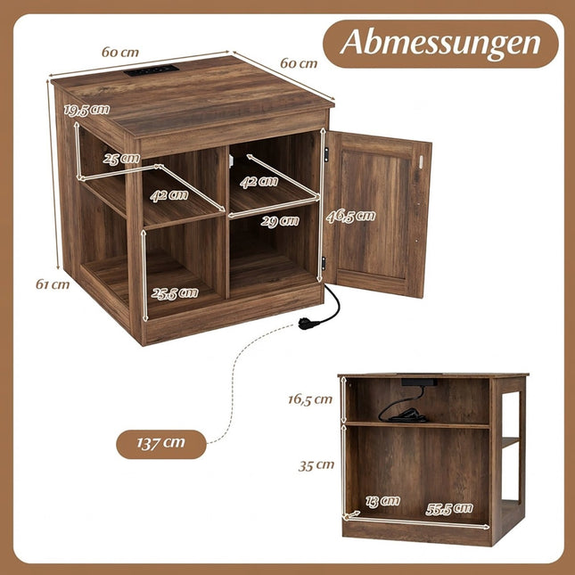 Nightstand with Charging Station and Adjustable Shelf