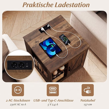 Nightstand with Charging Station and Adjustable Shelf